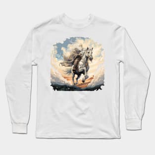 The White One on his Steed - Fantasy Long Sleeve T-Shirt